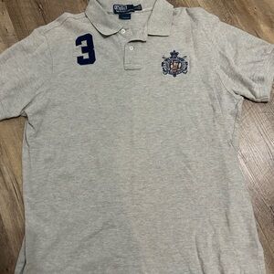 Polo by Ralph Lauren Light Gray Polo Shirt with Navy Accents